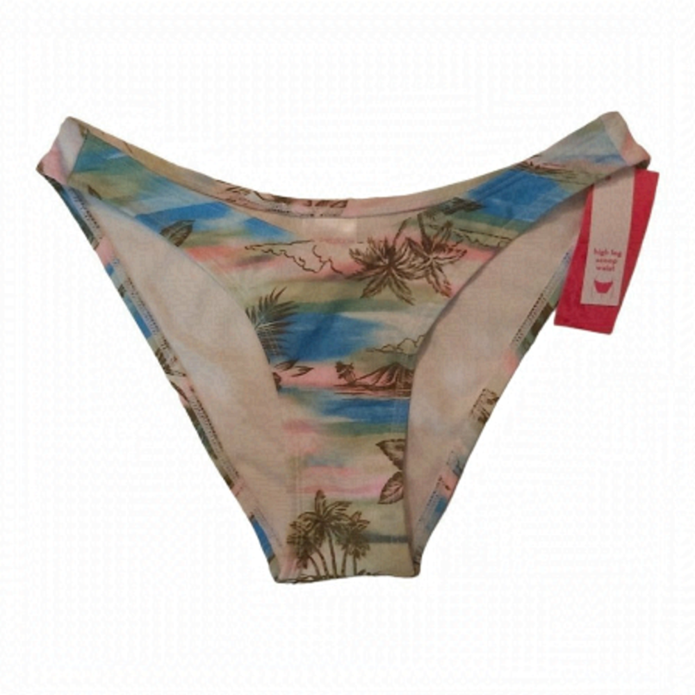 Xhilaration Women's Tropical High Leg Scoop Waist Bikini Bottom Size XS (00)